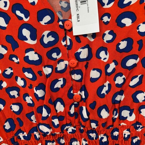 NWT Graceatwood The Drop Long Sleeve Midi Dress Sz S Red Leopard Print V-Neck - Picture 6 of 12